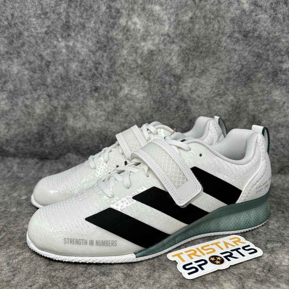 Adidas Adipower Weightlifting Shoes Mens Sz 7.5 Womens Sz 8.5 White Black Green